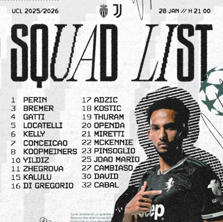 手机游戏排行榜-尤文vs摩纳哥欧冠名单：伊尔迪兹领衔，戴维、布雷默、孔塞桑在列